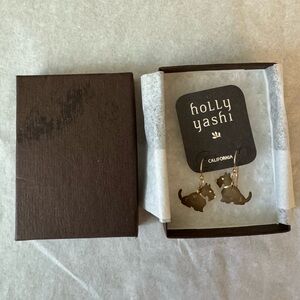 Holly Yashi Scotty Dog Earings Gold Sterling Silver and Niobium